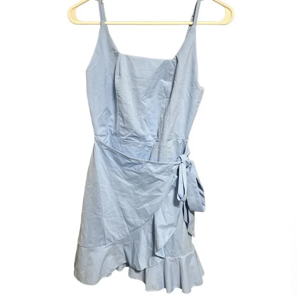 Dresses Womens Ruffle Hem Solid Wrap Dress Spaghetti Strap Front